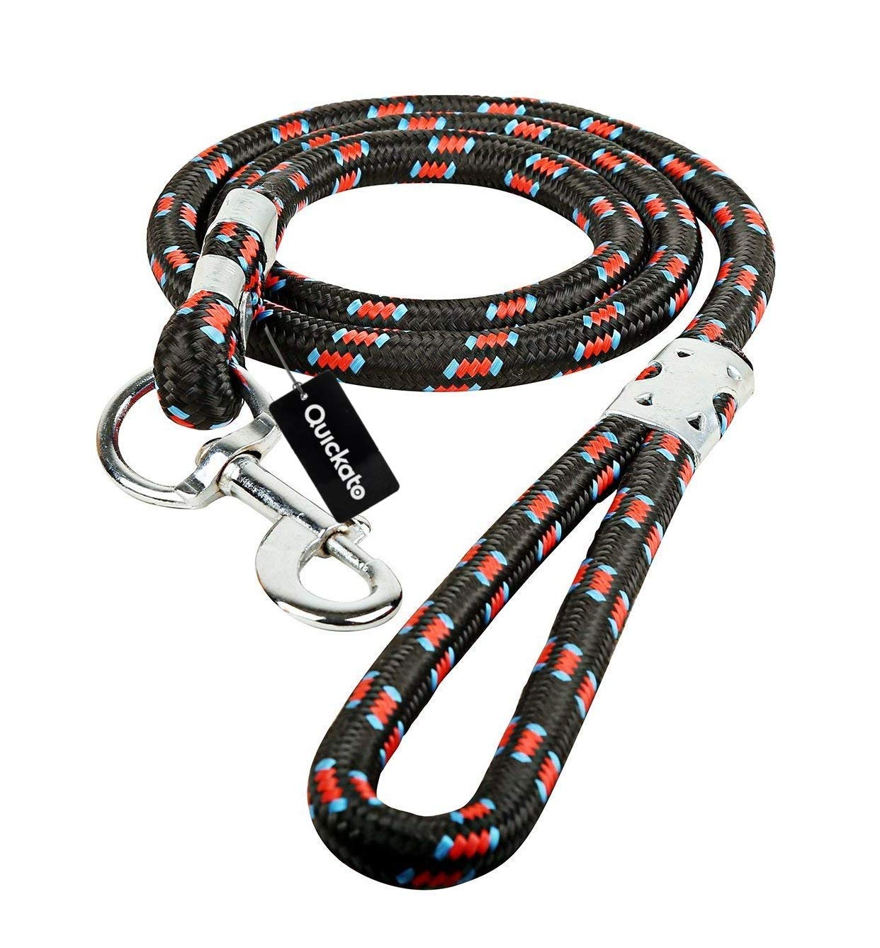 Quickato 15mm Heavy Duty Reflective Nylon Dog Leash - Strong Training Lead with Secure Hook for Medium Dogs (15mm, Multi-Color) - Perfect for Night Walks, Obedience Training & Outdoor Adventures