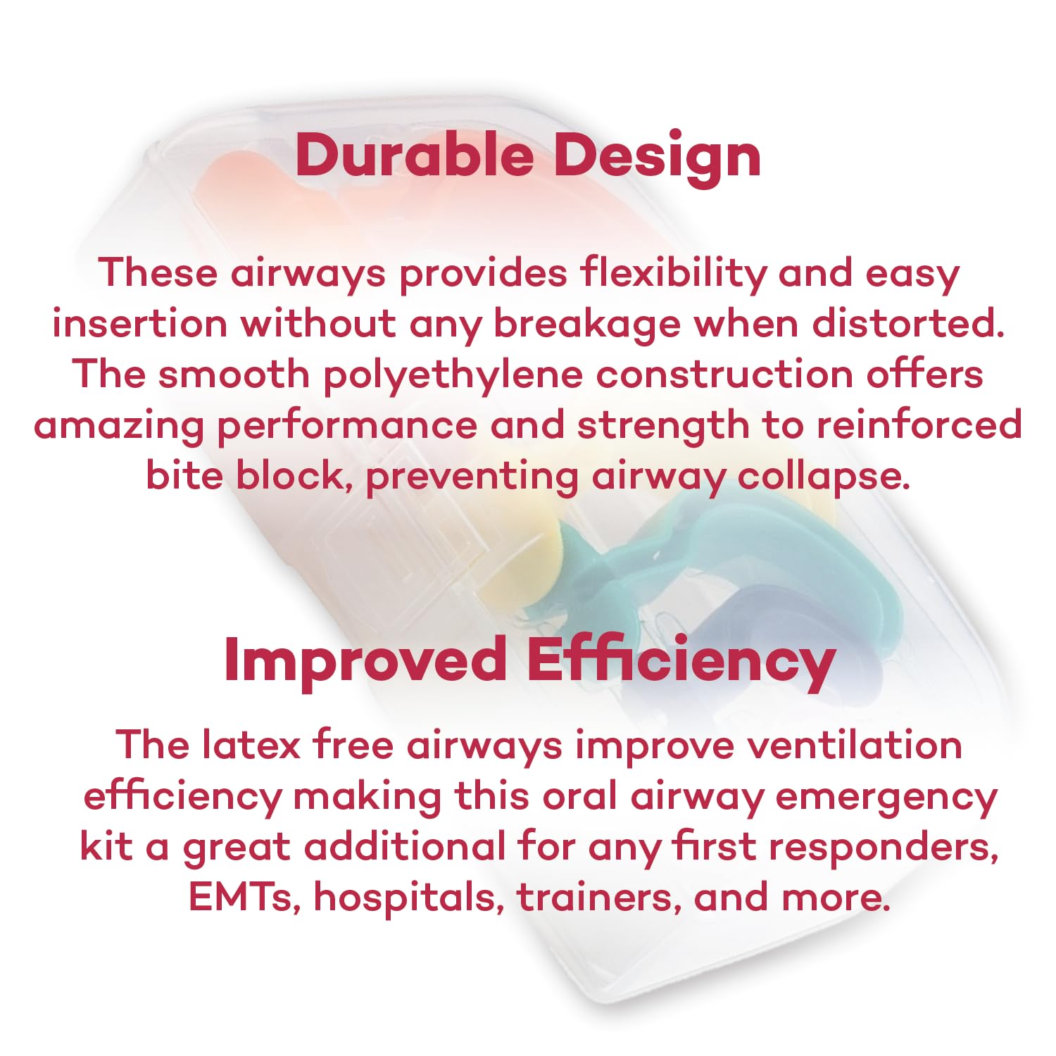 Dealmed Berman Airway Kit - 6-Piece Disposable Oral Airway Kit for EMT, First Aid & Emergency Medical Supplies (Case of 40) - Ideal for Hospitals, Ambulances & First Responders