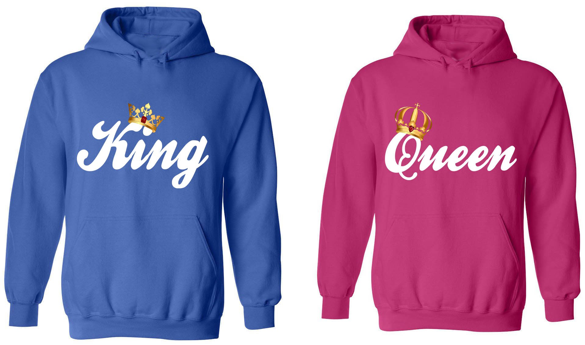 King & Queen Matching Couple Hoodies - His & Her Cozy Sweatshirts for Couples - Perfect for Anniversaries, Date Nights & Romantic Getaways