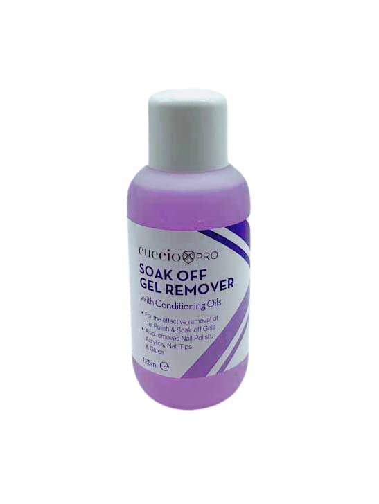 Cuccio Soak Off Gel Nail Polish Remover with Conditioning Oils - 125ml, Purple - Gentle & Effective for Salon & Home Manicures