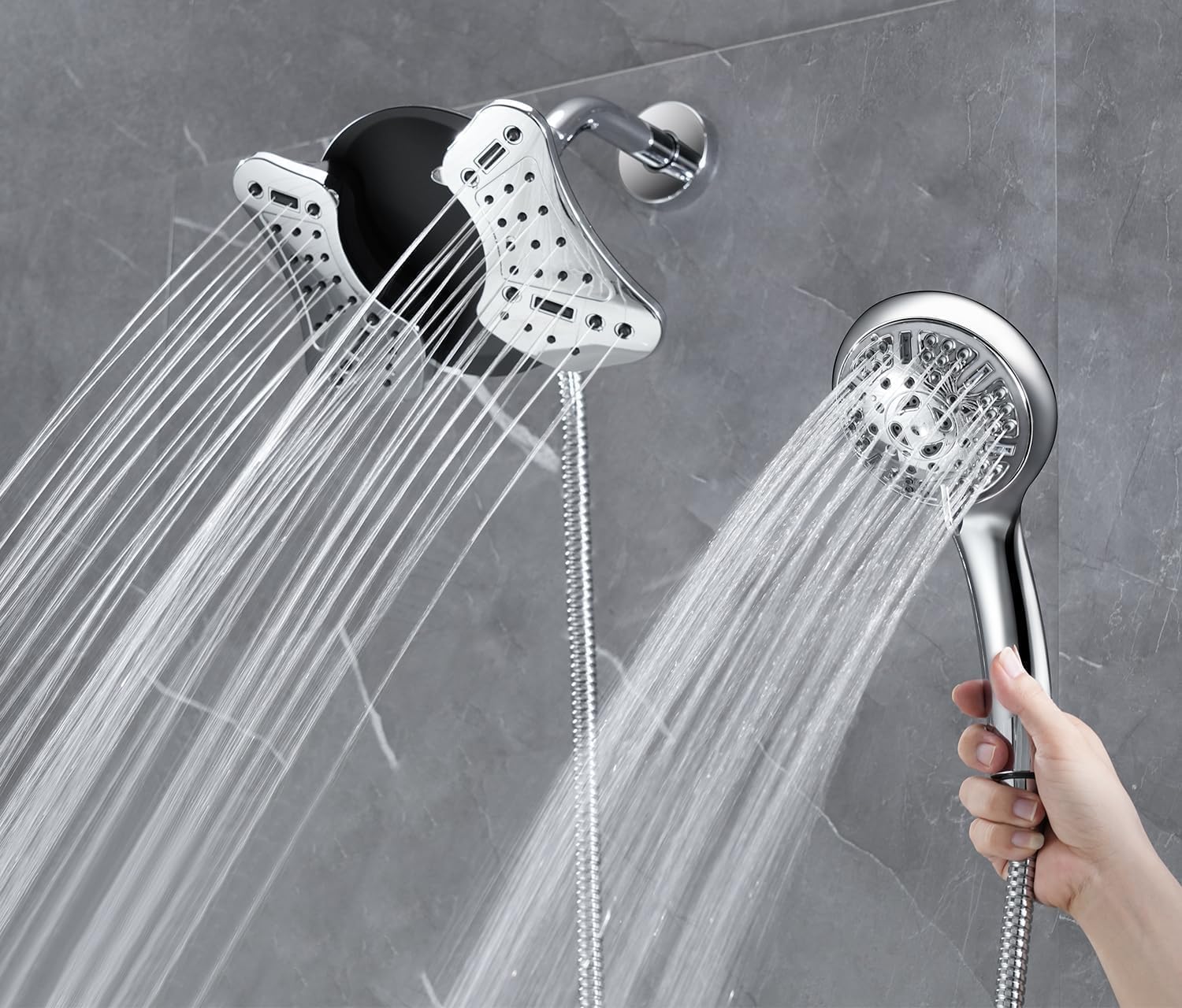 GRICH 2-in-1 Filtered Shower Head with Handheld Spray - 2.5GPM Rainfall Shower Combo with 60 Inch Hose - Perfect for Bathroom Renovation & Spa-Like Experience at Home