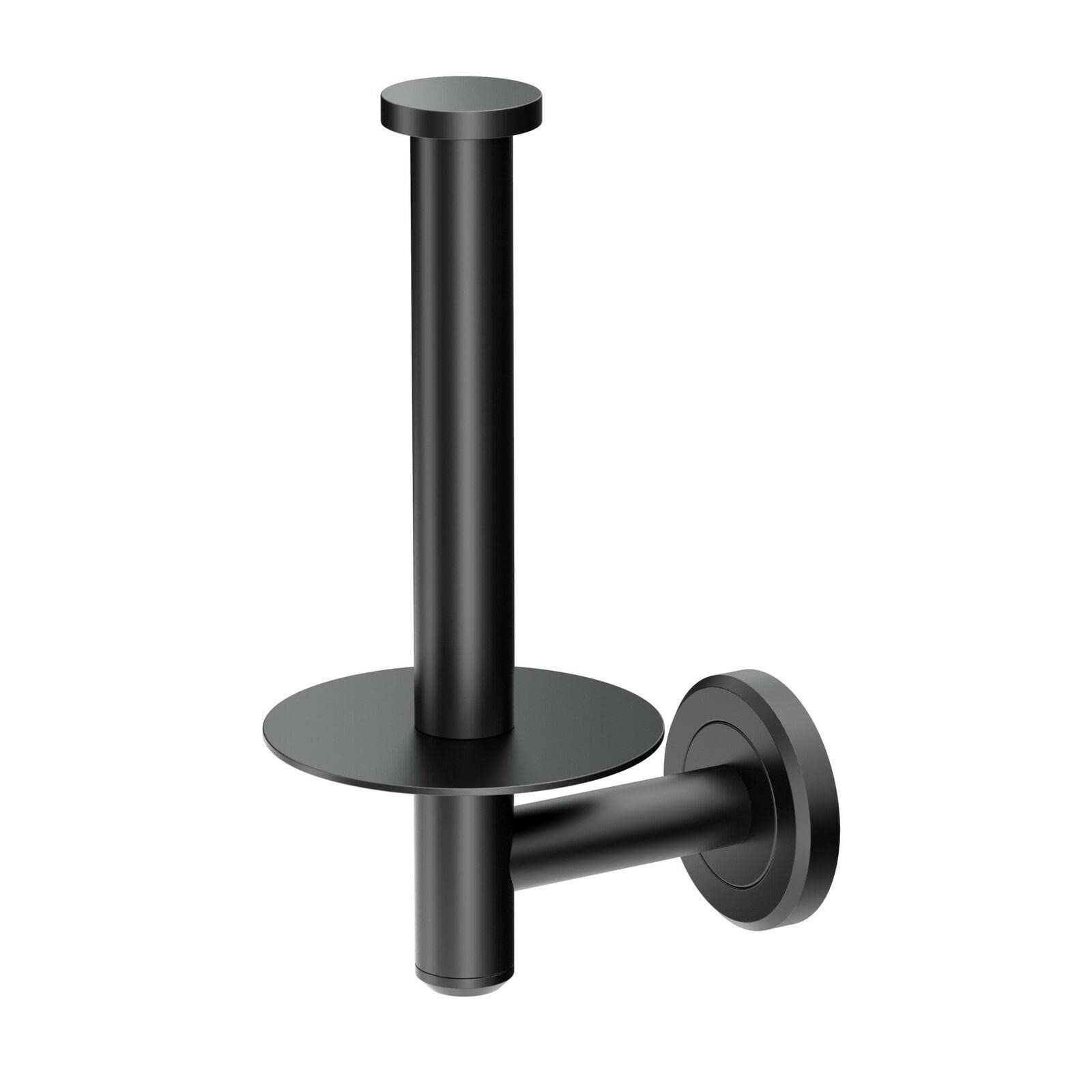 Matte Black Toilet Paper Holder - Bathroom Wall Mounted Storage Organizer with Stand | Rustproof & Space-Saving Design for Modern Home, Apartment, RV & Office Restroom