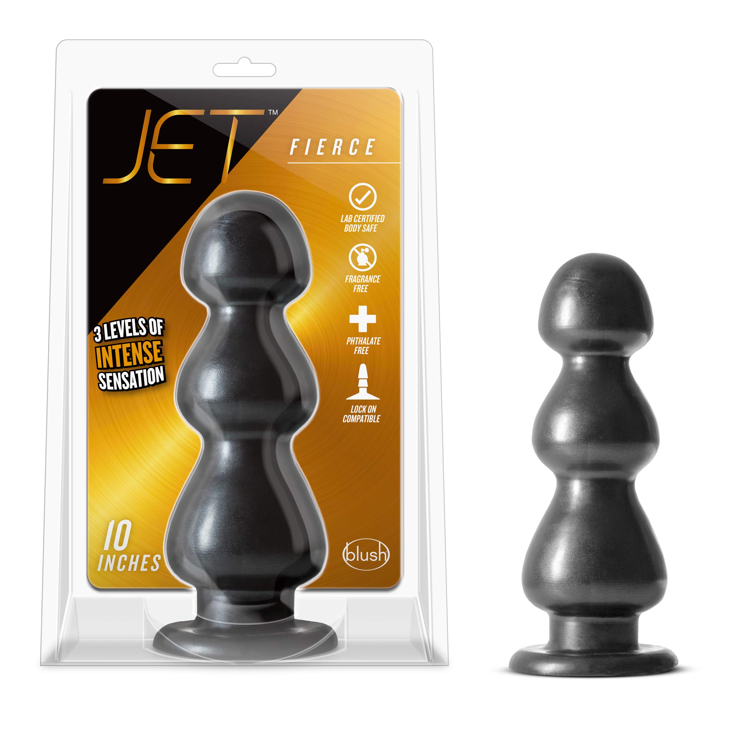 Blush Novelties Jet Fierce Beaded Butt Plug - 10 Inch Anal Toy for Men & Women - Carbon Black Metal Design - Prostate & Vaginal Stimulation - Lock On Compatible - Perfect for Couples Play & Solo Exploration