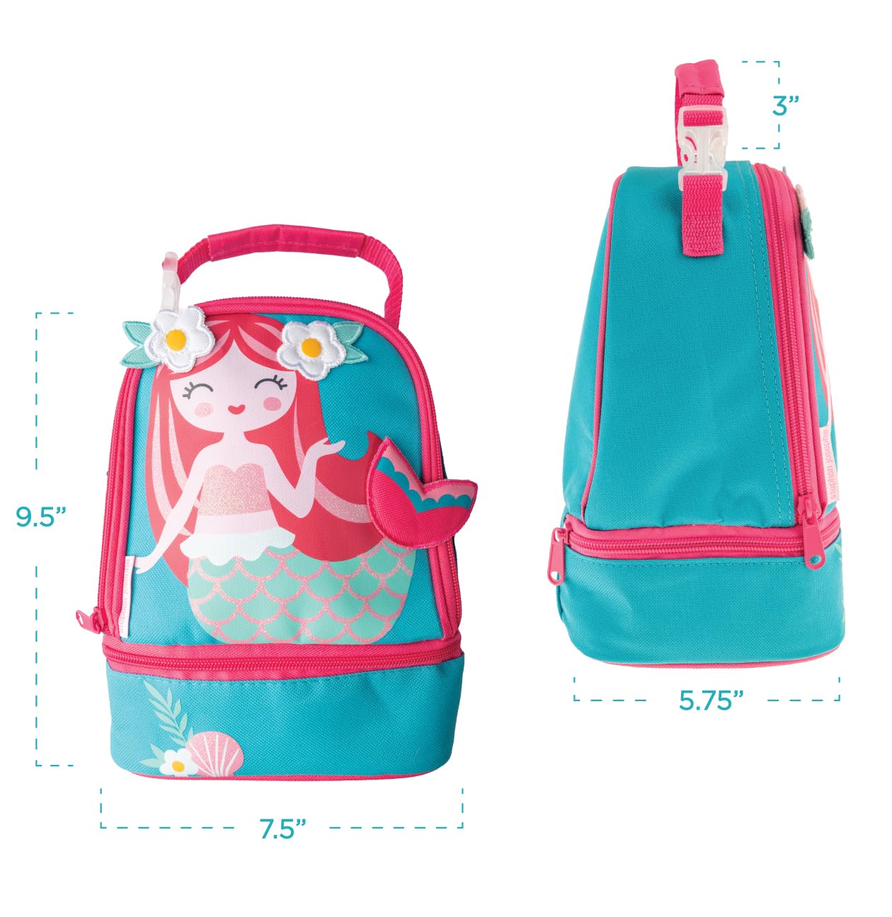 Stephen Joseph Insulated Lunch Box for Kids - Mermaid Design, Back to School Lunch Pal, Leak-Proof & BPA-Free Lunch Container for School, Work or Picnics