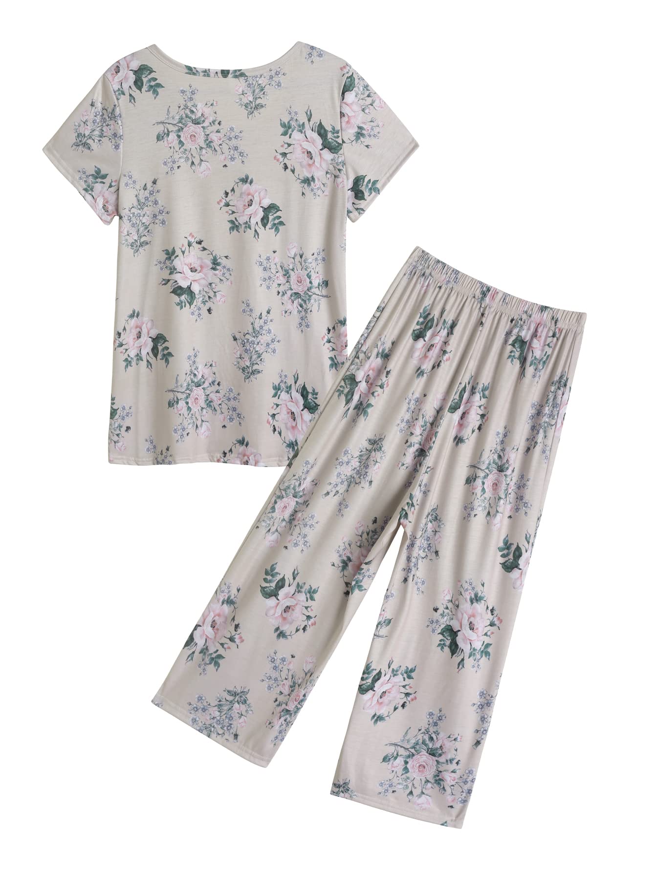 VENTELAN Women's Capri Pajama Set - Plus Size Sleepwear for Lounge & Sleep