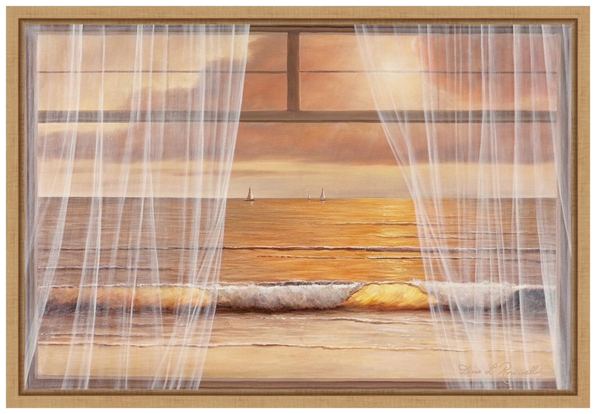 Amanti Art Framed Canvas Wall Art - 16x23 Sunset Painting by Diane Romanello, Beach Landscape Artwork, Modern Home Decor for Living Room, Bedroom & Kitchen | Perfect for Coastal & Contemporary Interior Design