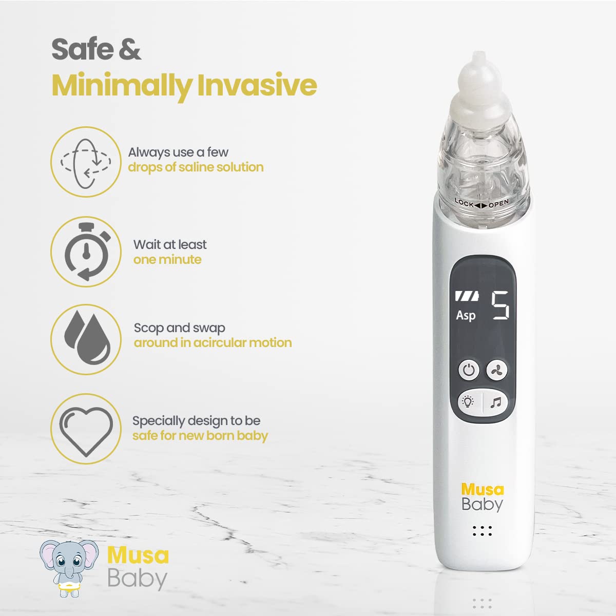Electric Baby Nasal Aspirator - Automatic Mucus Suction with Soft Silicone Tip, Gentle Booger Remover for Infants & Toddlers, Portable Snot Vacuum for Newborns & Kids (White) - Perfect for Congestion Relief at Home & Travel