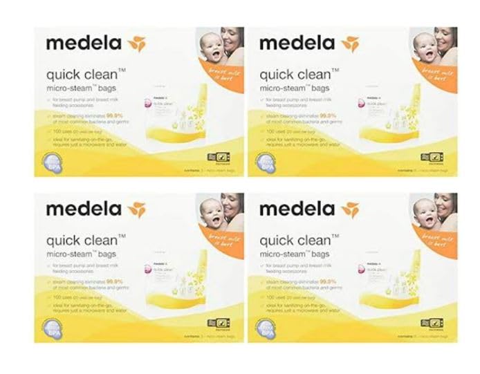 Medela Quick Clean MicroSteam Bags - 20 Sterilizing Bags for Breast Pump Parts & Baby Bottles (4-Pack) - Perfect for Travel, Daycare & On-the-Go Sterilization