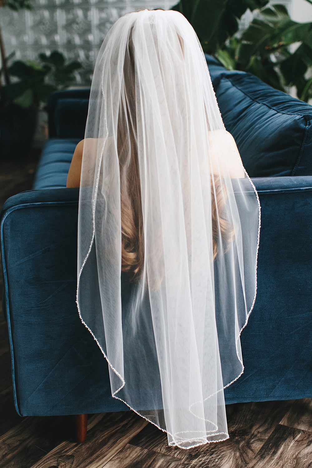 Elegant Beaded Wedding Veil - Sheer & Lightweight Bridal Accessory for Boho, Beach & Garden Weddings
