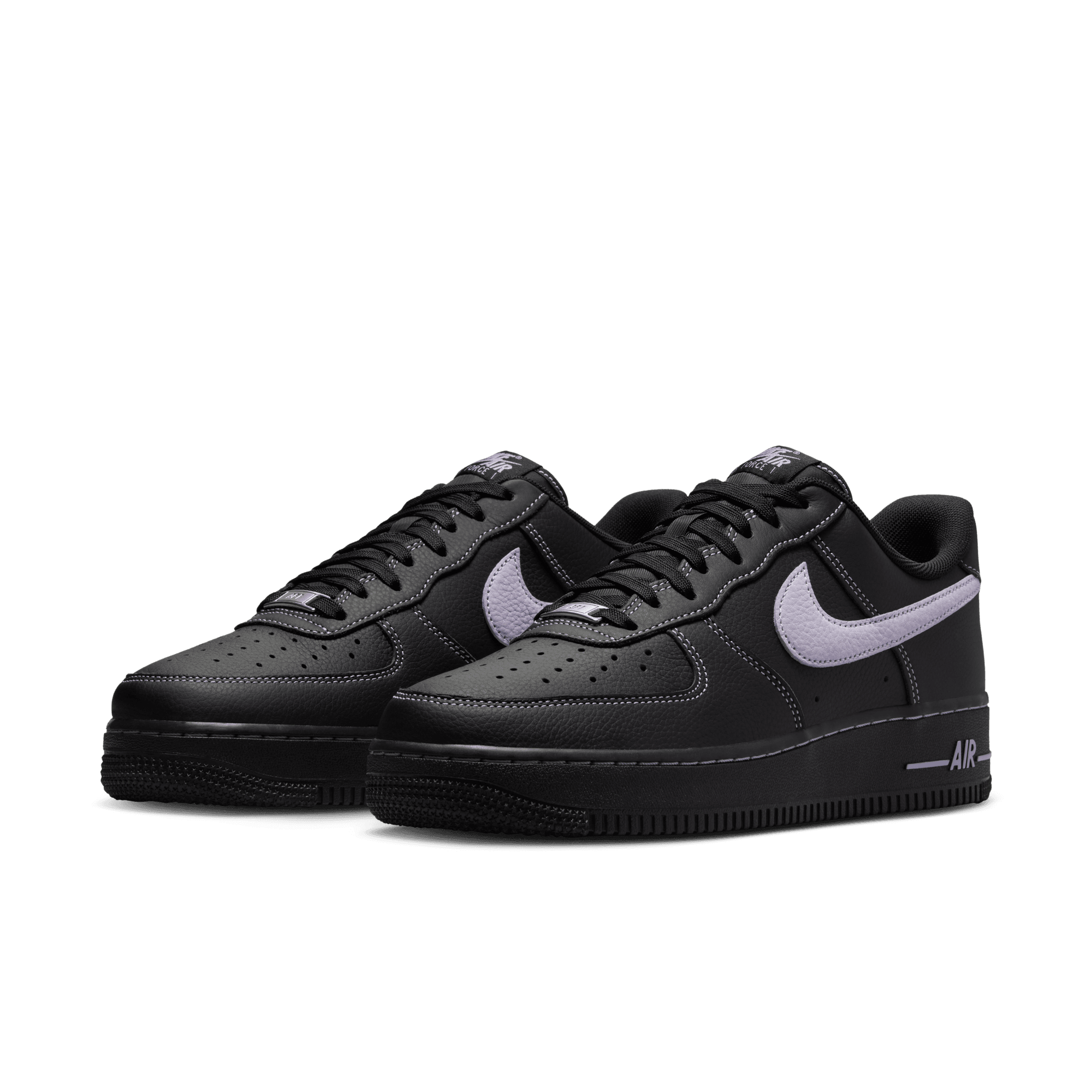 Nike Air Force 1 '07 LV8 Sneakers - Black & Light Lilac Basketball Shoes for Men & Women | Perfect for Casual Wear, Street Style & Everyday Comfort