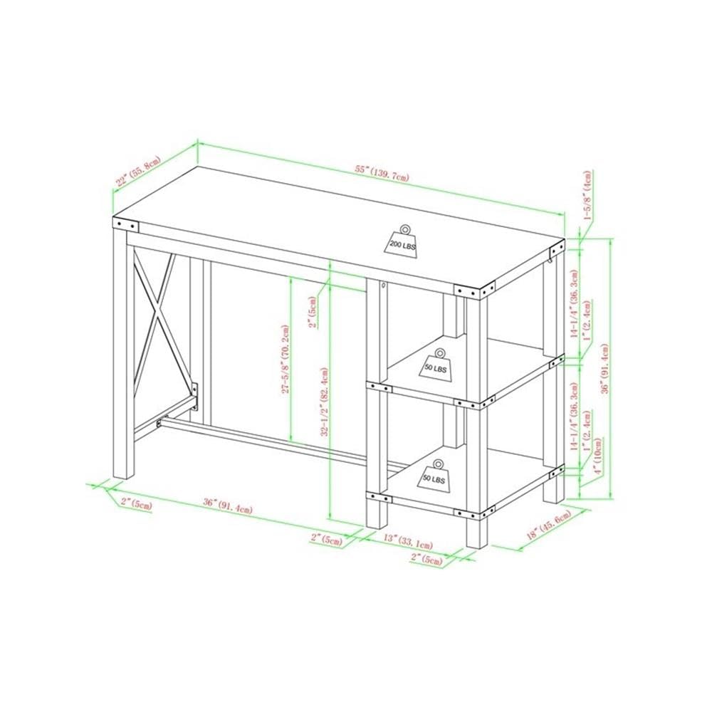 Walker Edison Kenneth Modern Farmhouse Kitchen Island with Angled Iron Frame, Gray - Perfect for Farmhouse Style Kitchens, Dining Areas & Open Concept Living Spaces