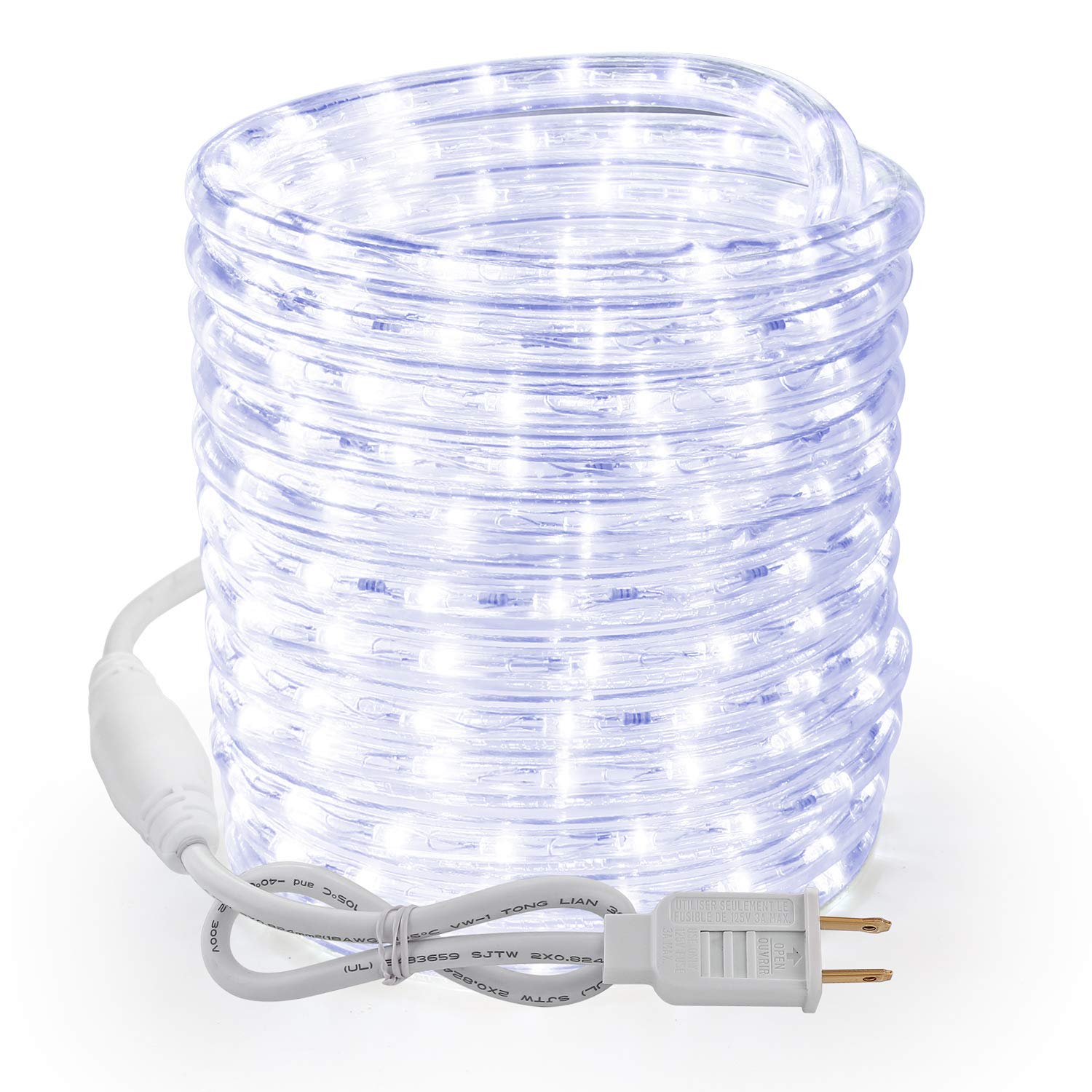 Brizled 18ft 216 LED Rope Lights - 120V ETL Listed Connectable Daylight White Indoor/Outdoor Flexible LED Tube Lights for Holiday, Garden, Yard, Corridor, Patio, Wedding, Party, and Christmas Decor