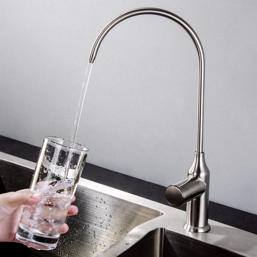 ZXY-NAN Stainless Steel Kitchen Faucet with Water Purifier - Push Button Single Cold Filter Faucet for Drinking & Cooking | Perfect for Home, RV, and Office Use