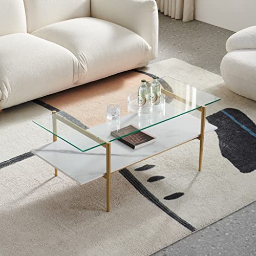 Gold Frame & Clear & White Marble