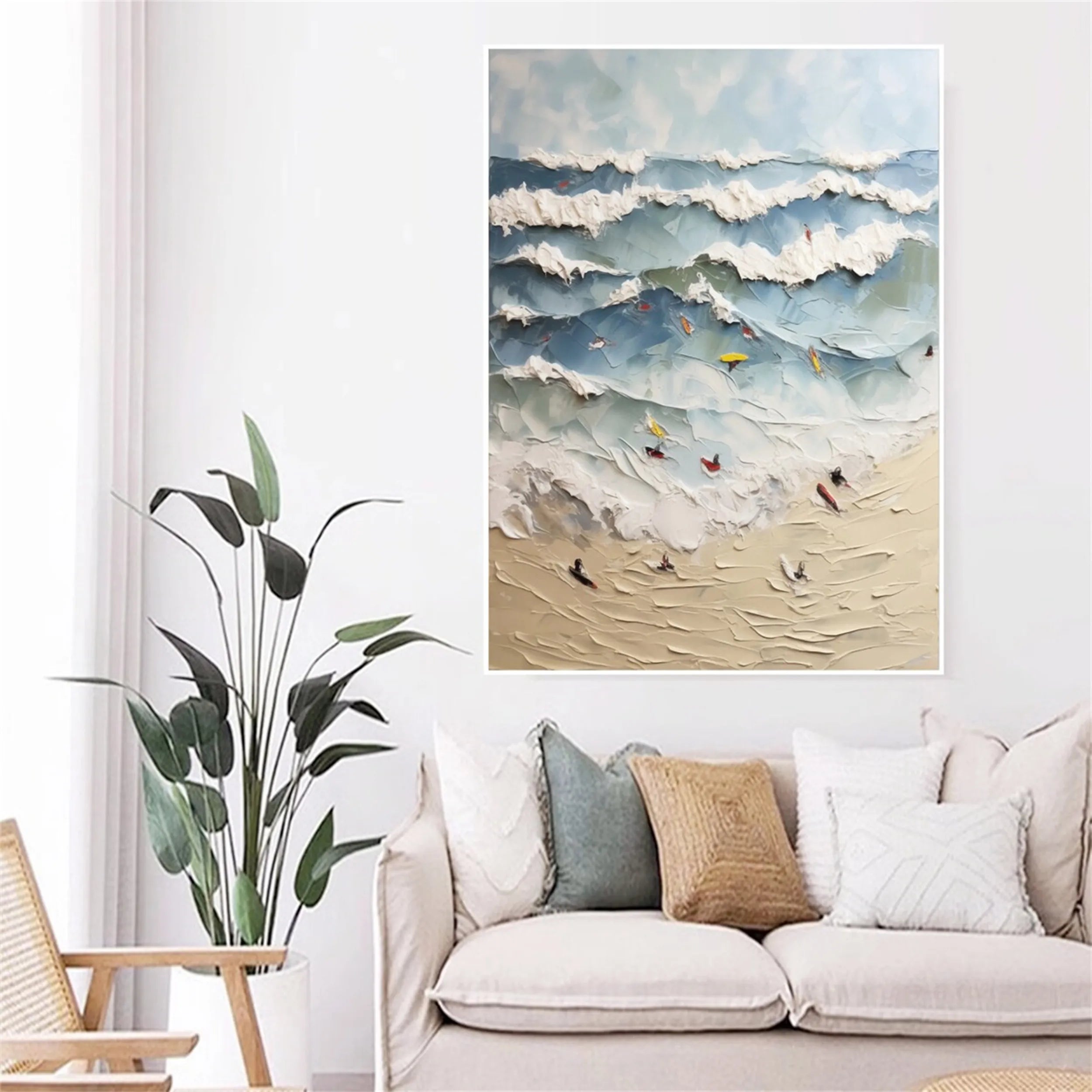 Seascape and Snowy Peak Landscape Painting #SP028 - Perfect for Home Decor, Office Wall Art & Gift Ideas