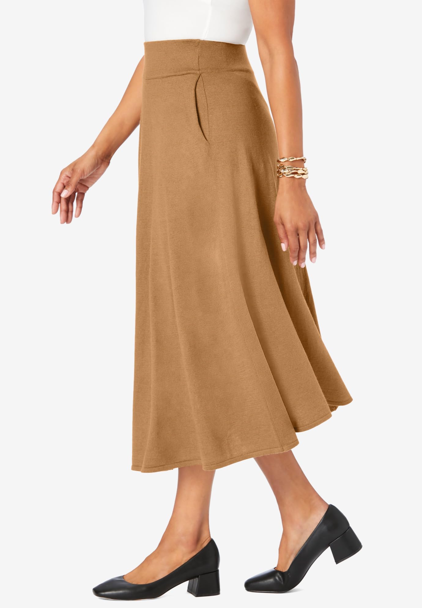 Plus Size Cashmere Skirt for Women - Elegant A-Line Style for Office & Parties