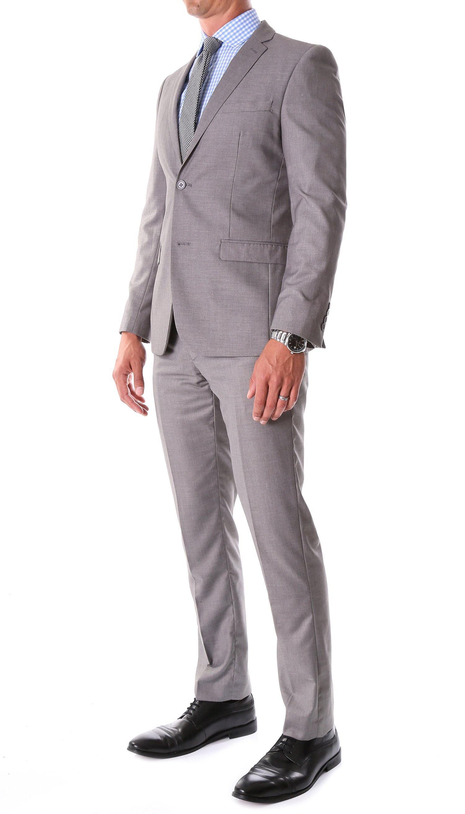 Oslo Collection Slim Fit 2-Piece Suit for Men - Premium Grey Business Suit | Formal Office Wear & Wedding Attire