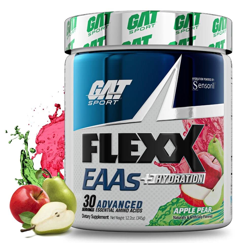 GAT Sport Flexx EAAs + Hydration | Advanced Essential Amino Acid Supplement | 30 Servings Apple Pear Flavor | Pre-Workout & Post-Workout Recovery Drink for Athletes
