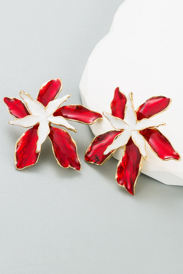 Stylish Enamel Oil Drip Iris Flower Double Layer Earrings for Women - Elegant Dangle Drop Ear Jewelry for Party, Wedding & Everyday Wear