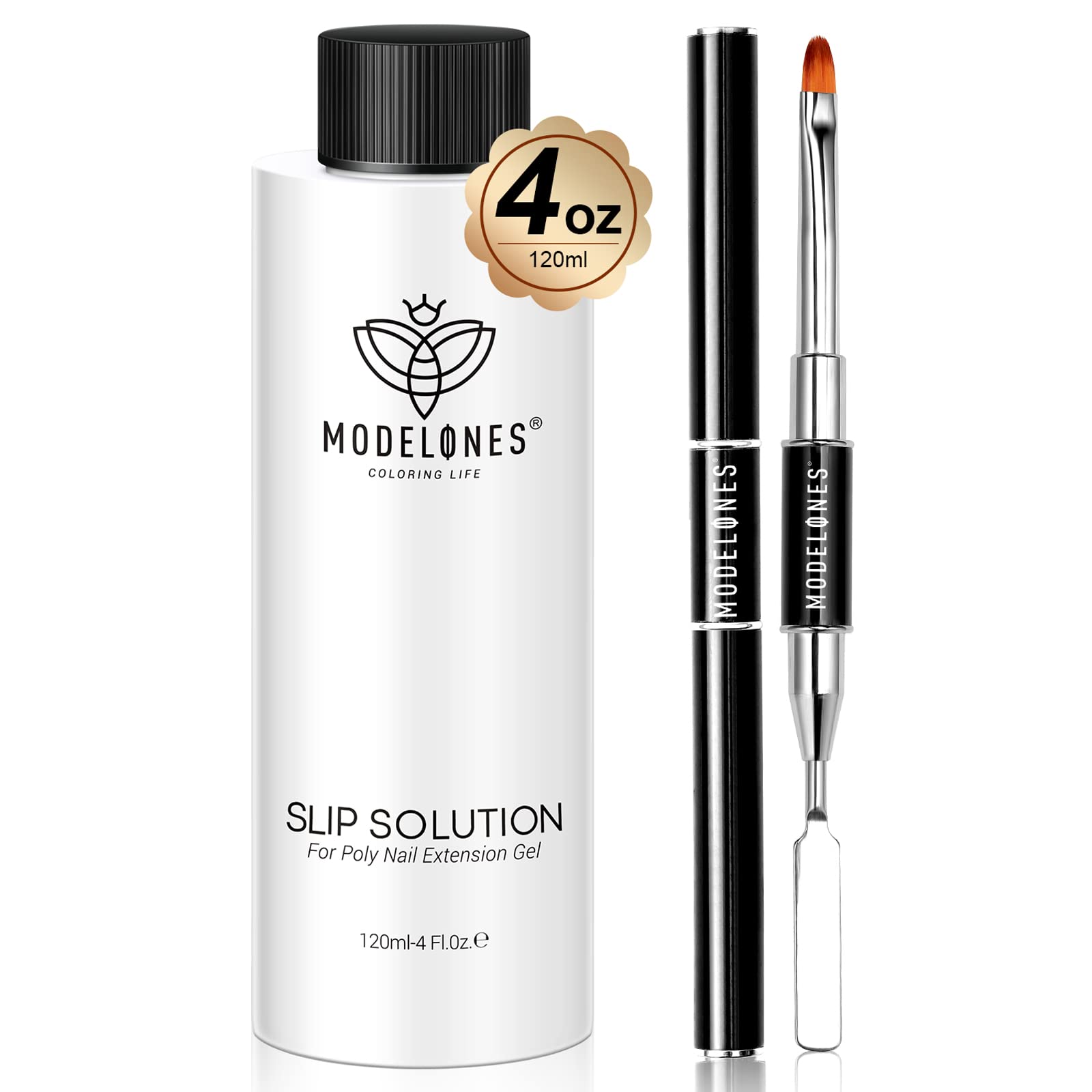Modelones Poly Extension Gel Kit with Slip Solution & Dual-Ended Nail Brush - Anti-Stick Liquid for Easy Nail Extension Application - Perfect for Beginners & DIY Nail Art at Home