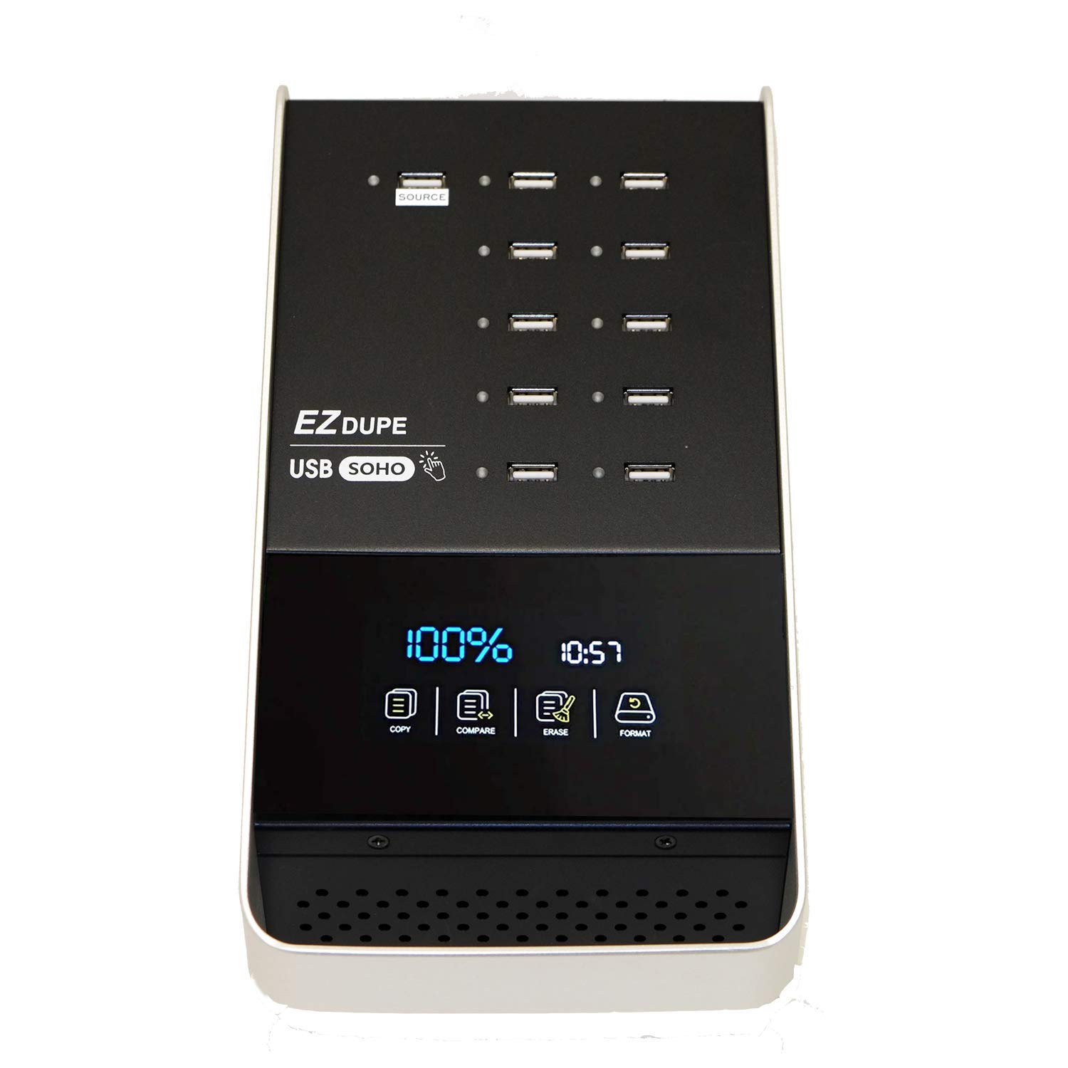 EZ Dupe SOHO Touch 1-10 USB Duplicator - High-Speed USB 2.0/3.0/3.1 Flash Drive Cloner, Copier & Eraser with Touchscreen Menu | Perfect for Data Backup, Office Use & Bulk Media Distribution