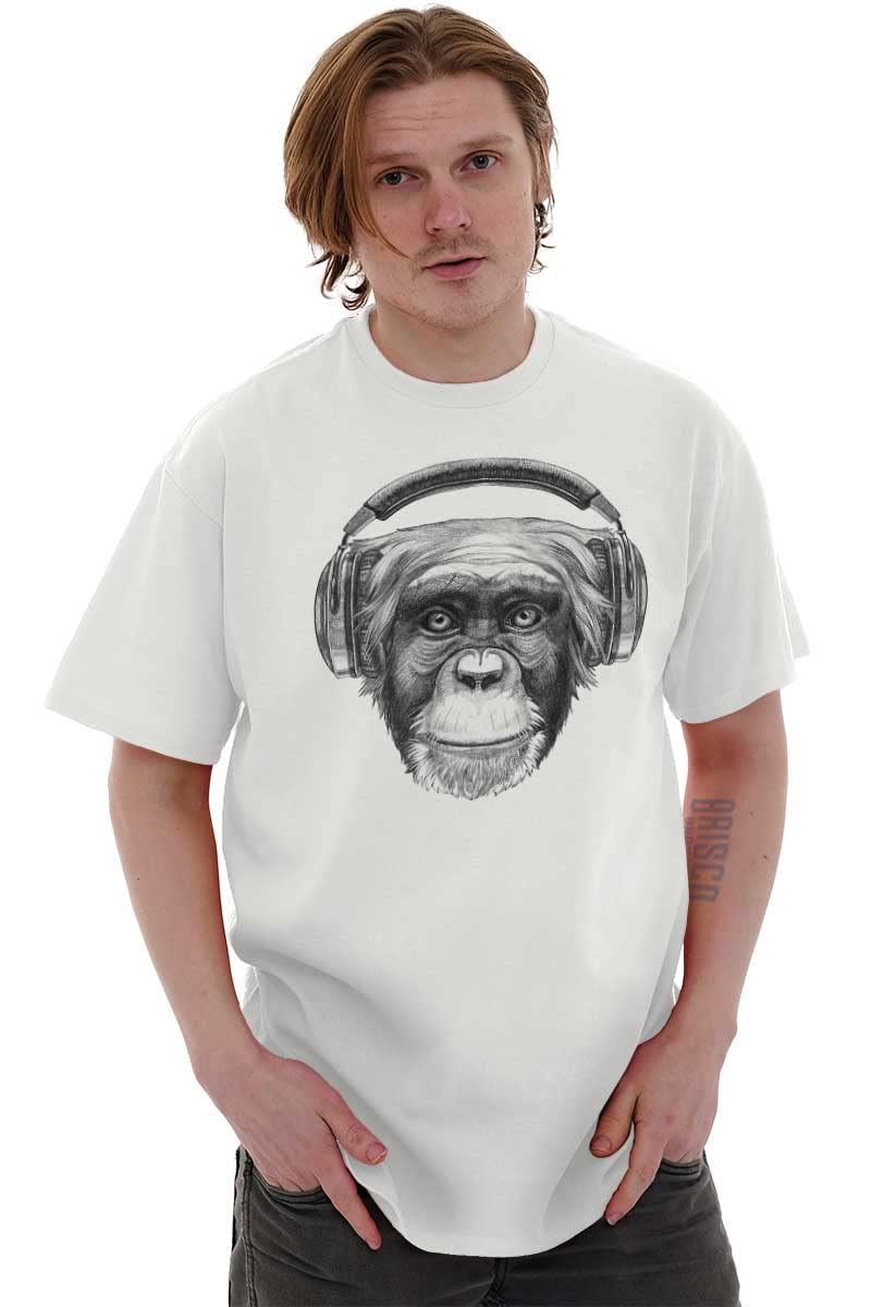 Smile Monkey Headphones Hipster Graphic T-Shirt for Men & Women - Trendy Funny Casual Tee for Music Lovers & Streetwear Fashion