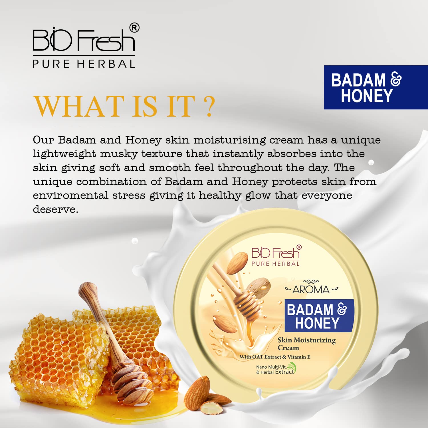 BioFresh Herbal Tropicana Fruits & Almond Honey Nourishing Body Cream Set - Non-Greasy, Hydrating & Glowing Skin Care (200ml Each) - Perfect for Winter Dry Skin & Daily Moisturizing