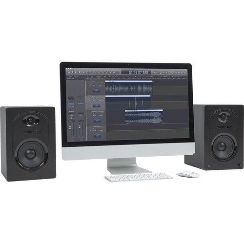 Samson M50 5-Inch Powered Studio Monitor Speakers - Professional Studio Reference Monitors for Music Production, Podcasting & Home Recording - Perfect for Home Studios, Podcast Setups & Computer Audio