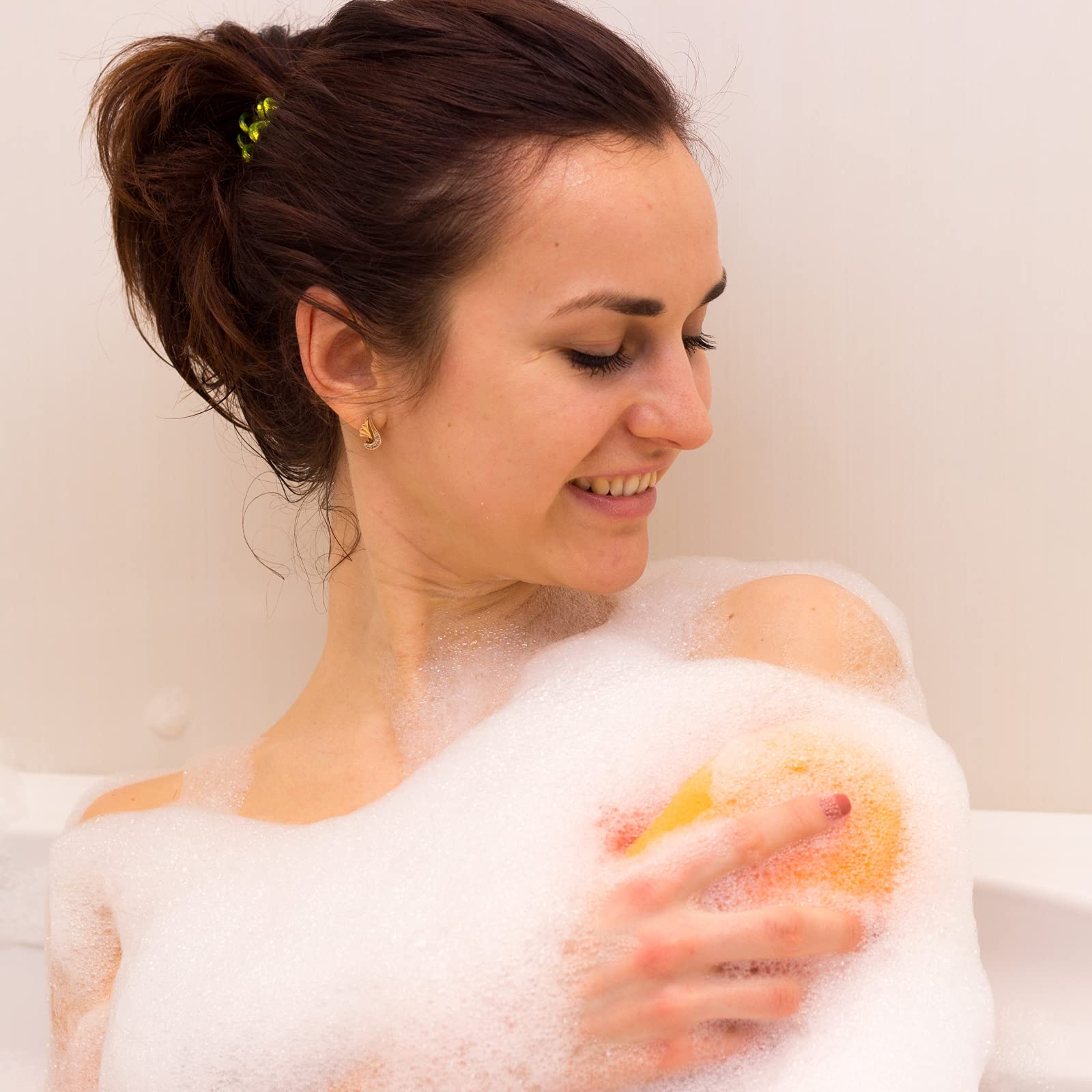 Naras 12 Pack Body Sponges for Shower - Dual Texture Exfoliating Sponge with Smooth & Rough Sides - Gentle Skin Care for Adults & Kids - Perfect for Daily Bath, Spa & Sensitive Skin Cleansing