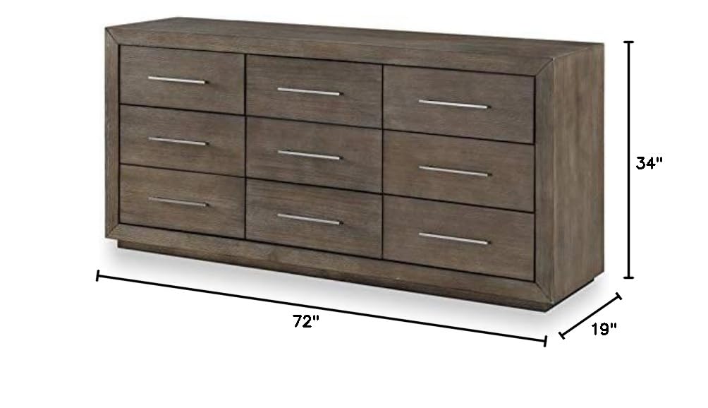 Modus Furniture 9-Drawer Solid Wood Dresser - Dark Pine Finish, Sturdy Bedroom Storage Organizer for Clothes, Linens & Accessories | Perfect for Master Bedroom, Guest Room & Dormitory