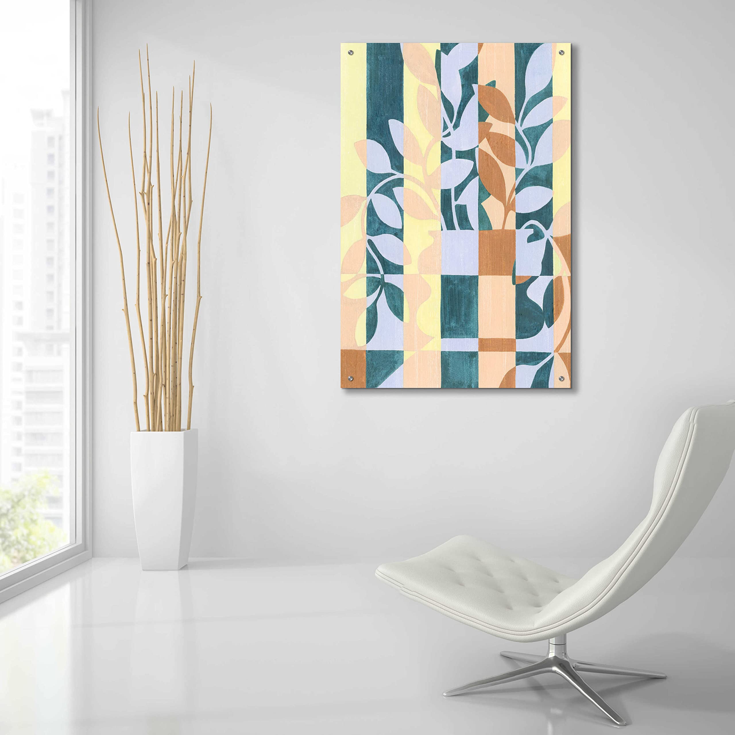 Grace Popp Checkered Cutting I Acrylic Glass Wall Art - 24x36 Inches Modern Abstract Painting for Living Room, Bedroom & Office Decor
