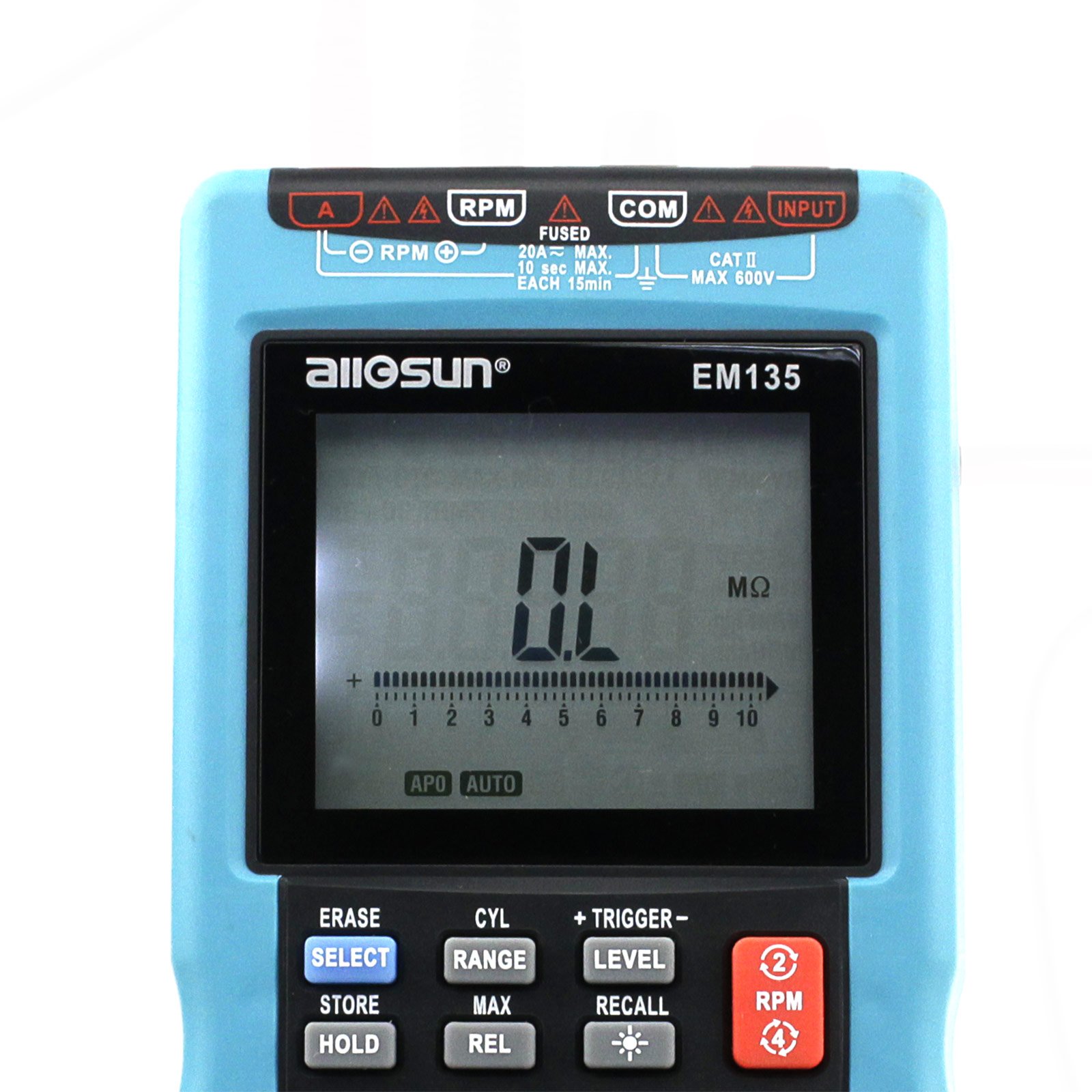 ALLOSUN 5 Digit Auto Ranging Digital Multimeter - Professional Automotive DMM Tester with RPM Clamp Lead for Car Battery, Alternator & Electrical System Diagnosis (Model EM135) - Perfect for Mechanics, DIY Auto Repair & Home Electrical Projects
