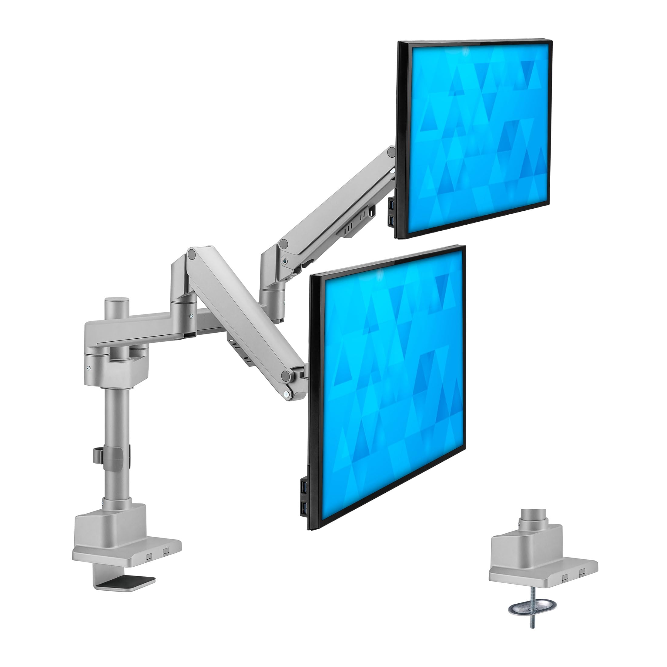 Mount-It! Dual Monitor Stand for 2 Screens - Adjustable Gas Spring Desk Mount with VESA 75/100 Compatibility, Fits 32
