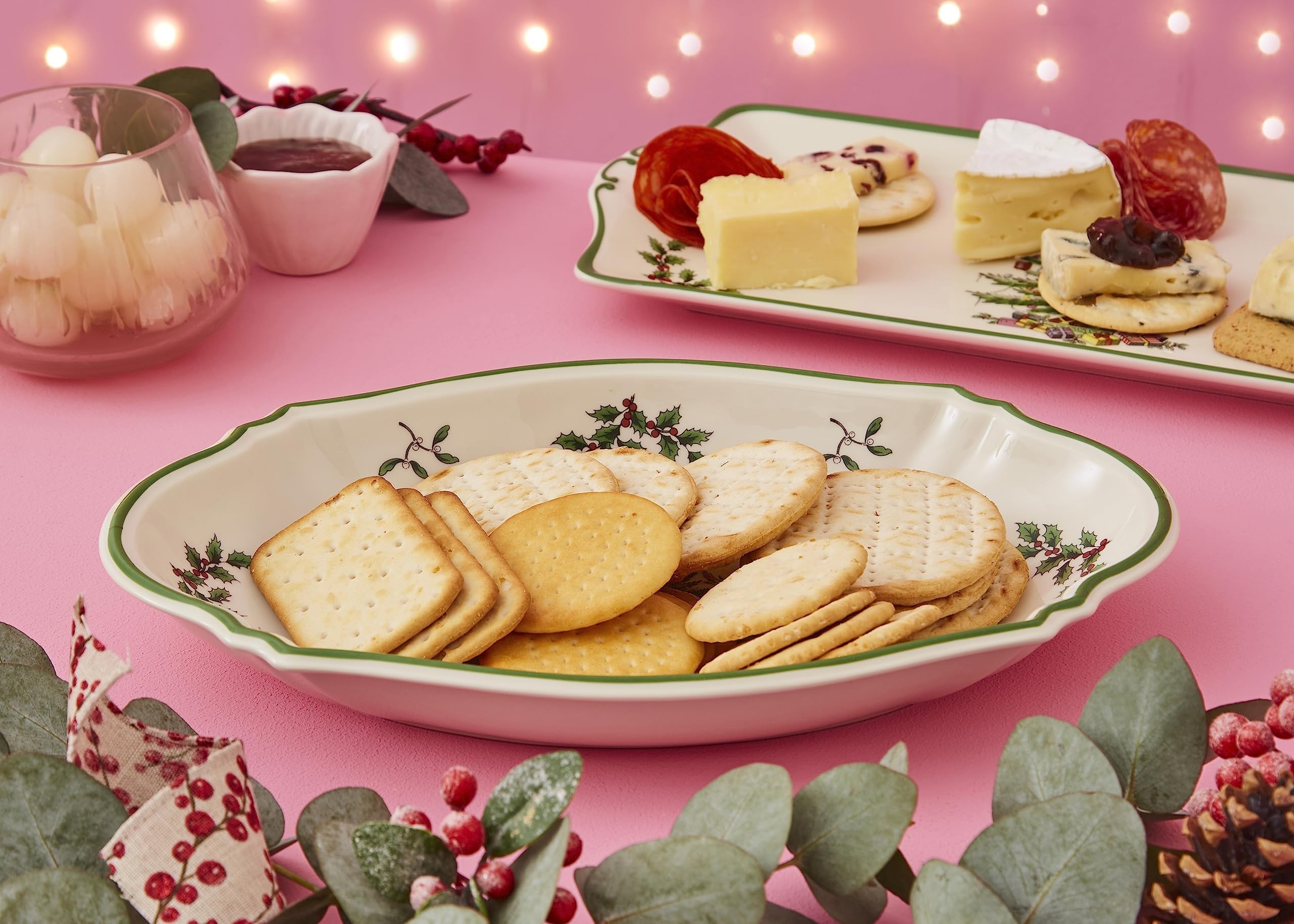 Portmeirion Spode Christmas Tree Oval Festive Serving Tray - 6-Inch Rectangular Earthenware Holiday Tableware | Microwave, Dishwasher & Oven Safe | Perfect for Christmas Parties, Holiday Entertaining & Seasonal Decor