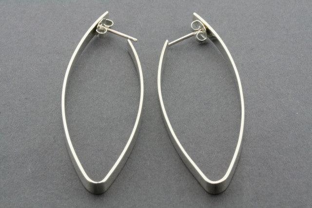 Long Seed Cutout Stud Earrings in Sterling Silver - Elegant & Minimalist Jewelry for Everyday Wear & Special Occasions