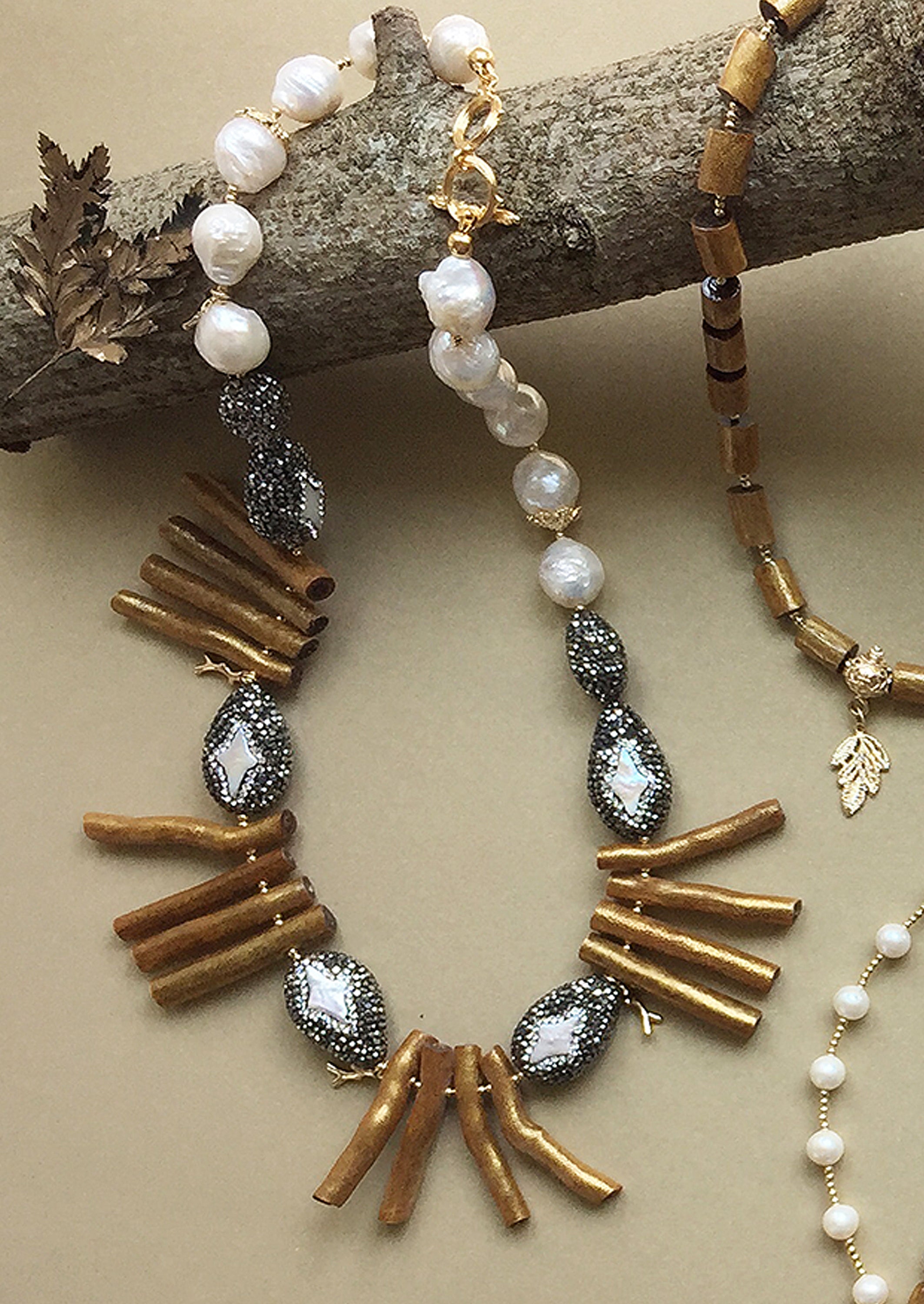 Gold Coral Branch Rhinestone Statement Necklace MN001 - Elegant Jewelry for Parties, Weddings & Special Occasions
