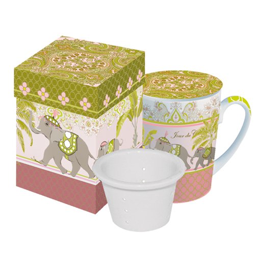 Circus Day Ceramic Mug with Lid and Strainer - Perfect for Coffee, Tea, and Hot Beverages at Home or Office