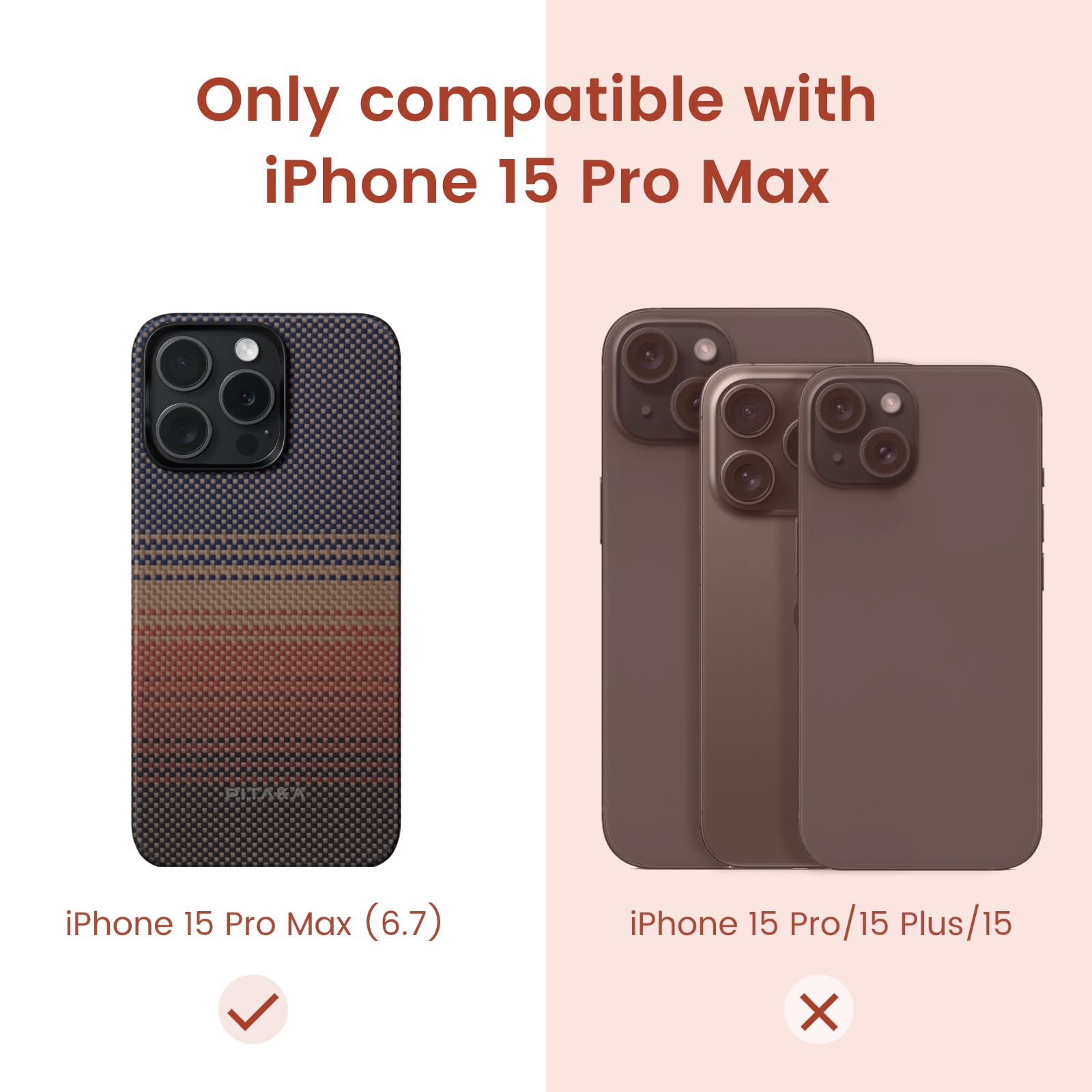 Pitaka MagEZ Case 5 for iPhone 15 Pro Max - Ultra Slim 1500D Aramid Fiber Case with MagSafe Compatibility | 6.7 Inch Protective Cover with Caseless Feel | Sunset Color | Perfect for Work, Travel & Everyday Use