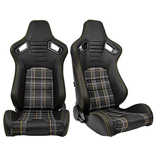 Black + Yellow Plaid - Pair