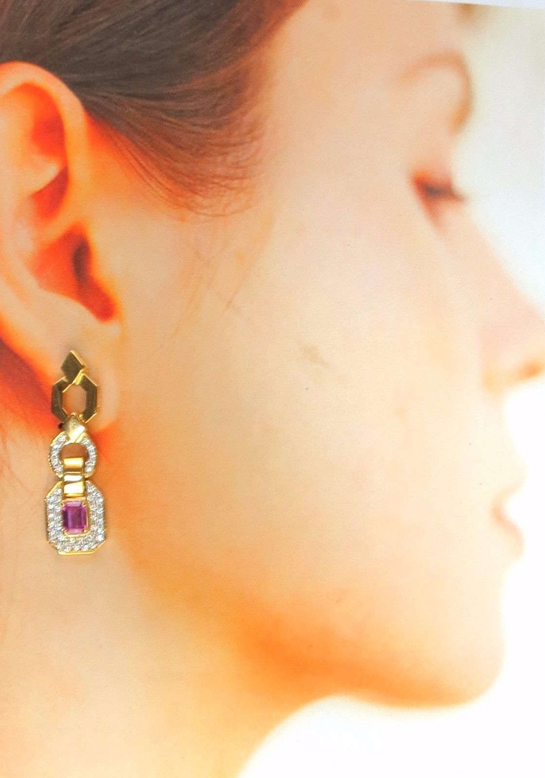 2.94ct Natural Pink Sapphire & Diamond Dangle Earrings in 14K Gold - Vivid Prime Color for Women's Elegant Evening Wear & Special Occasions