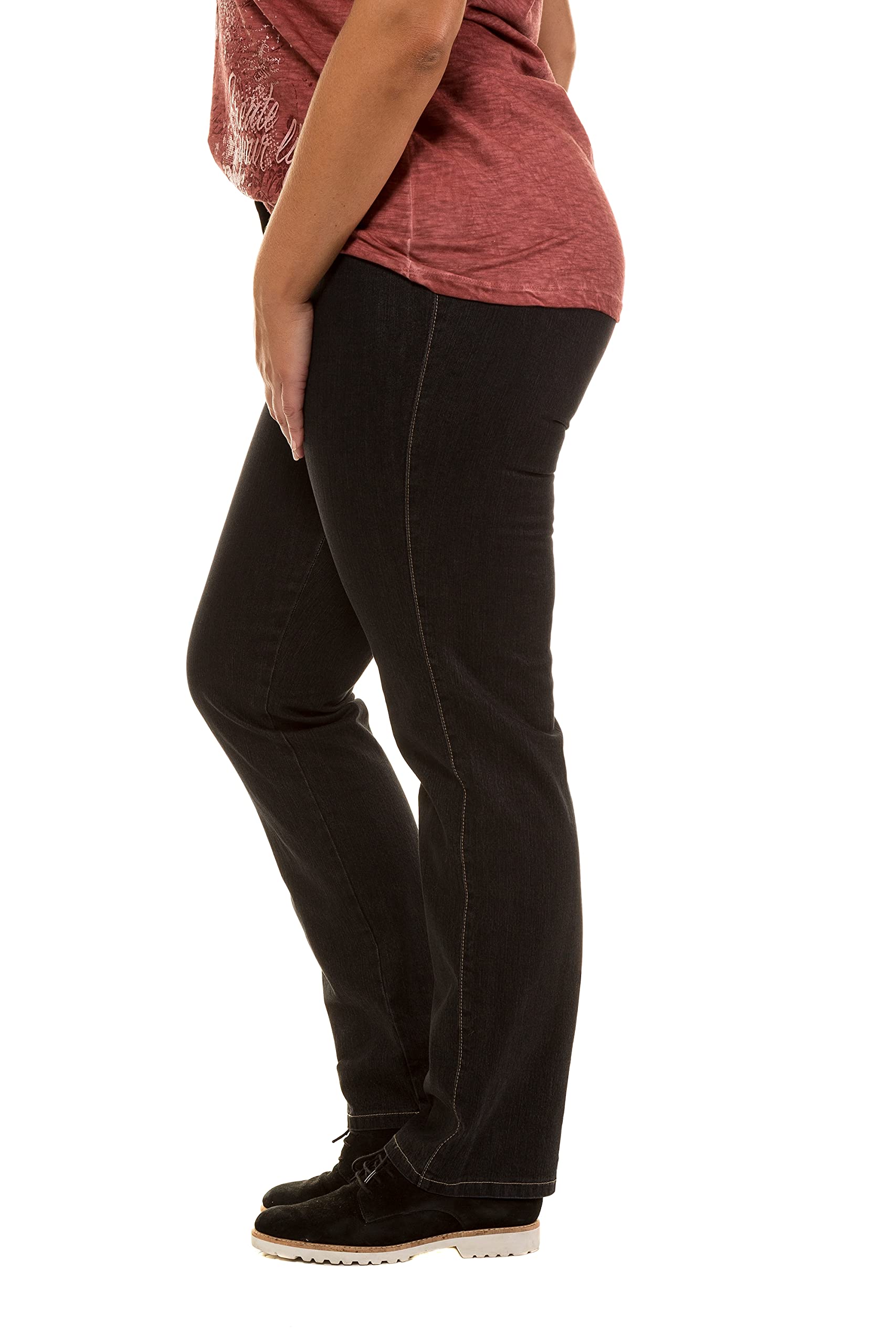 Ulla Popken Women's Plus Size Slim Fit Stretch Denim Jeans - Black, Size 32 (629392-11) | Comfortable & Stylish for Casual Wear, Office & Everyday Outfits