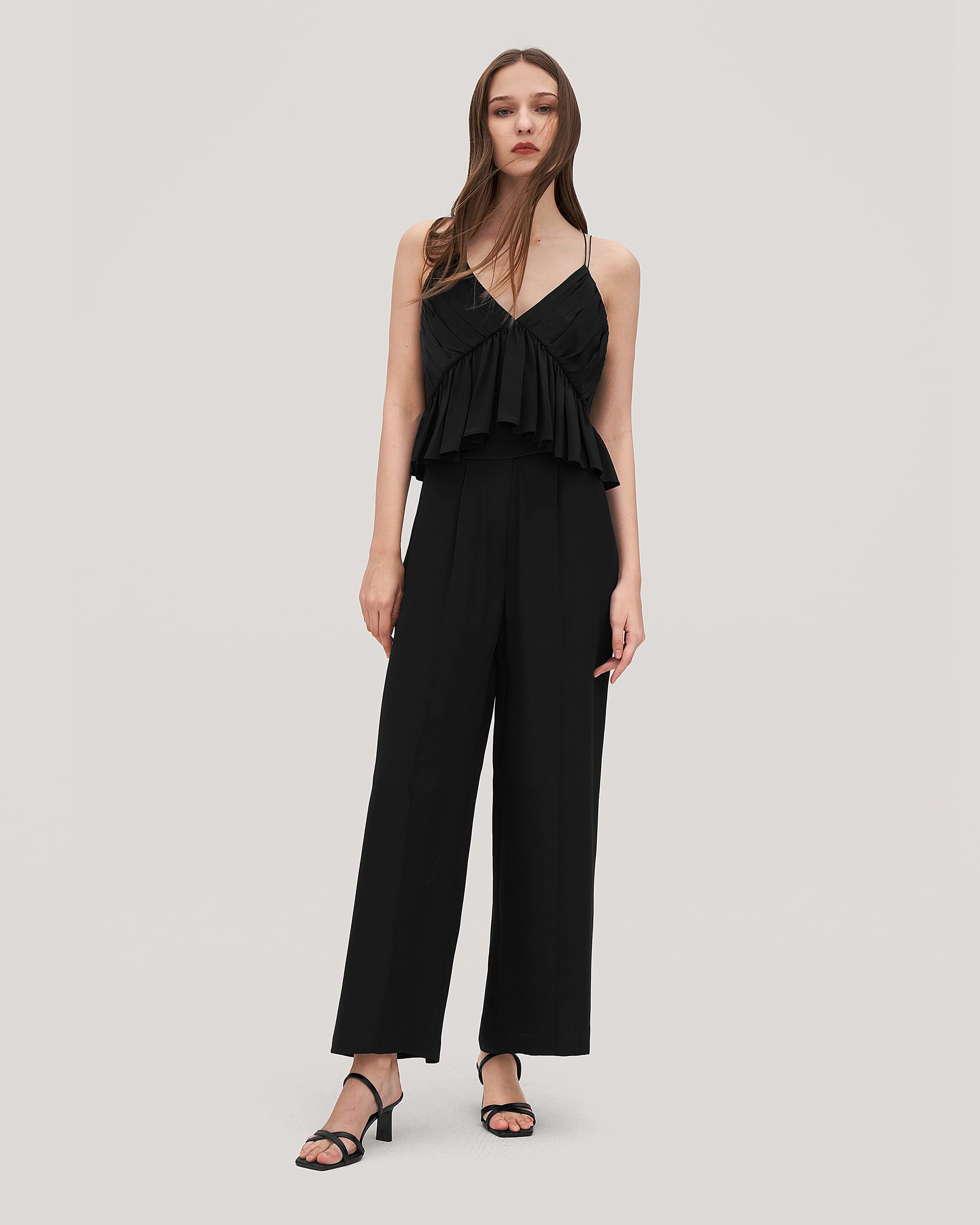 LilySilk Women's 18 Momme Mulberry Silk V-Neck Pleated Camisole Tank Top - Elegant Sleepwear & Summer Layering Essential