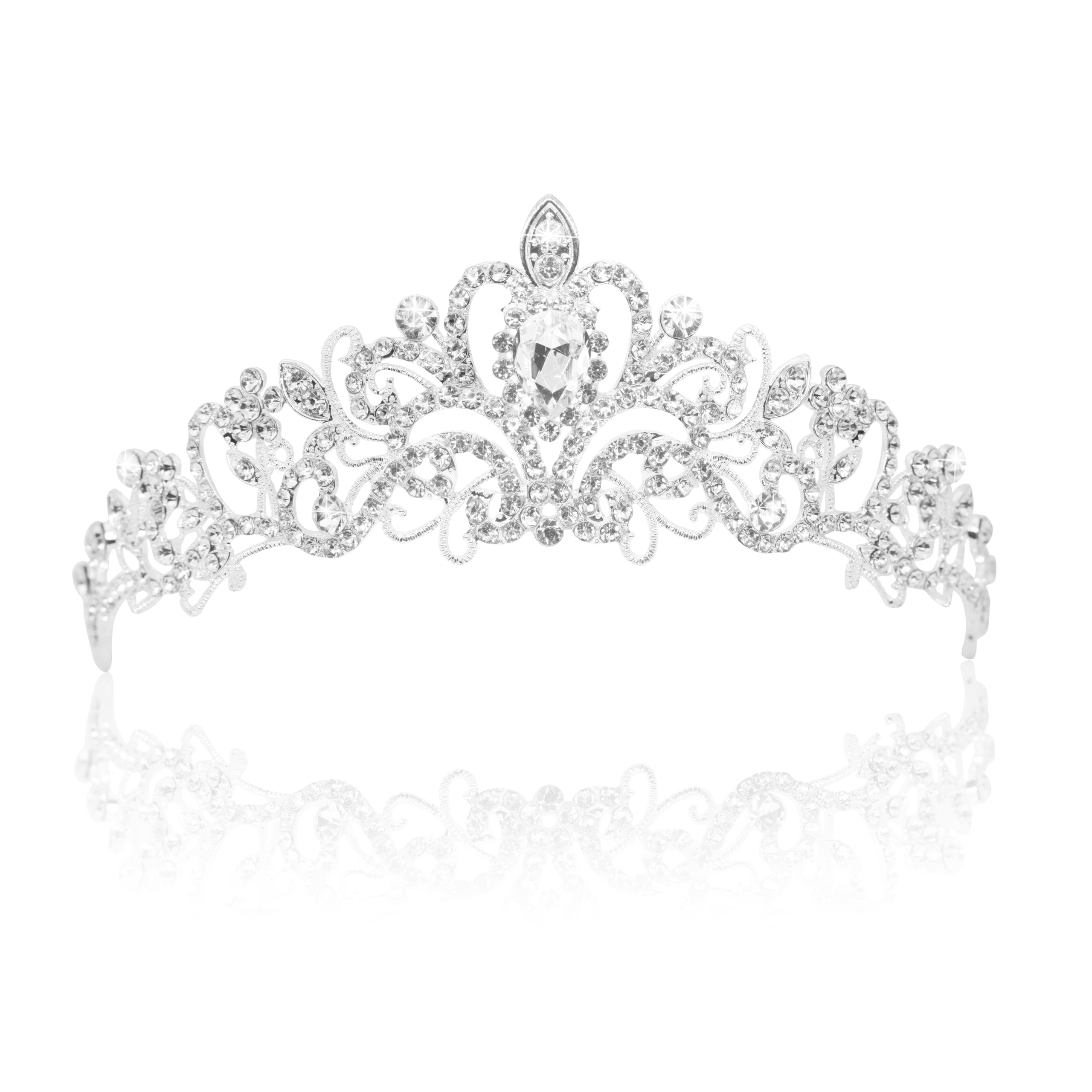 Vofler Silver Crystal Tiara Crown Headband - Rhinestone Hair Jewelry for Women, Brides, Girls | Wedding, Birthday, Pageant, Prom, Halloween Costume Party Accessory | Perfect for Princess-Themed Events & Special Occasions