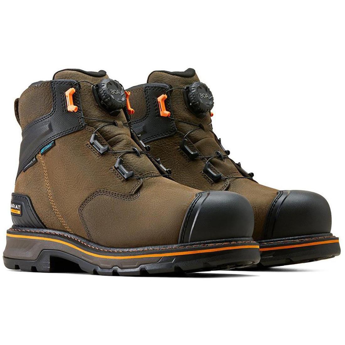 Stump Jumper 6 Inch Composite Toe Waterproof Work Boots for Men - Dark Hickory Safety Shoes for Construction, Hiking & Outdoor Work
