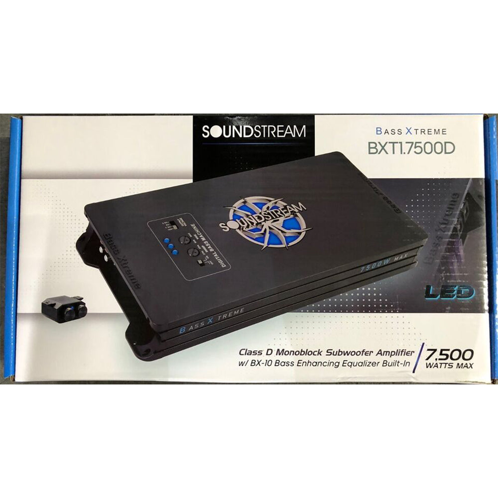 Soundstream BXT1.7500D 750W Digital Mono Car Amplifier with Bass Boost - Powerful Subwoofer Amp for Car Audio Systems, Home Theater & DJ Setups