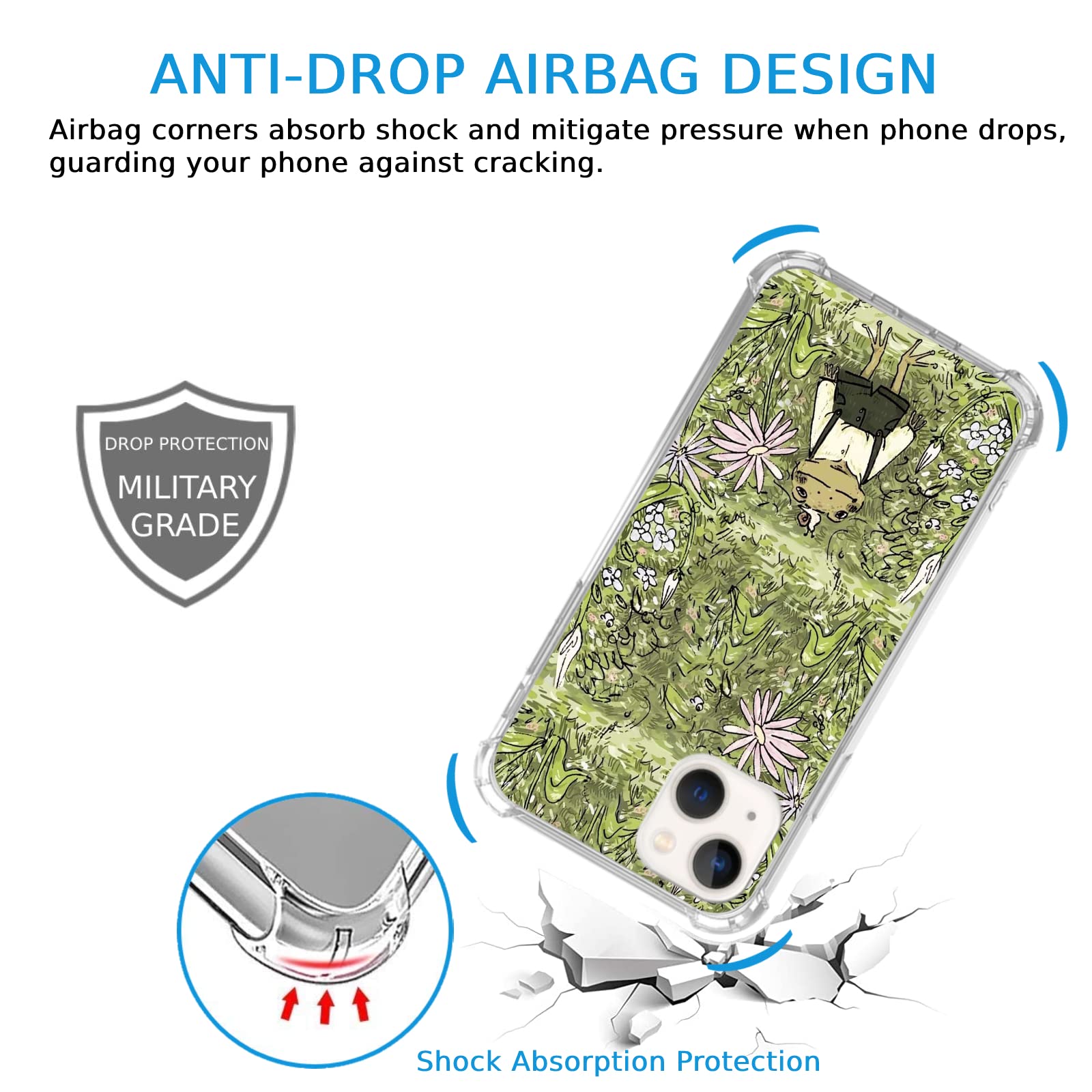 Stylish Hippie Frog & Snail Phone Case for iPhone 13 - Cute Floral TPU Bumper Cover for Men & Women | Perfect for Teens, Nature Lovers & Boho Style Enthusiasts