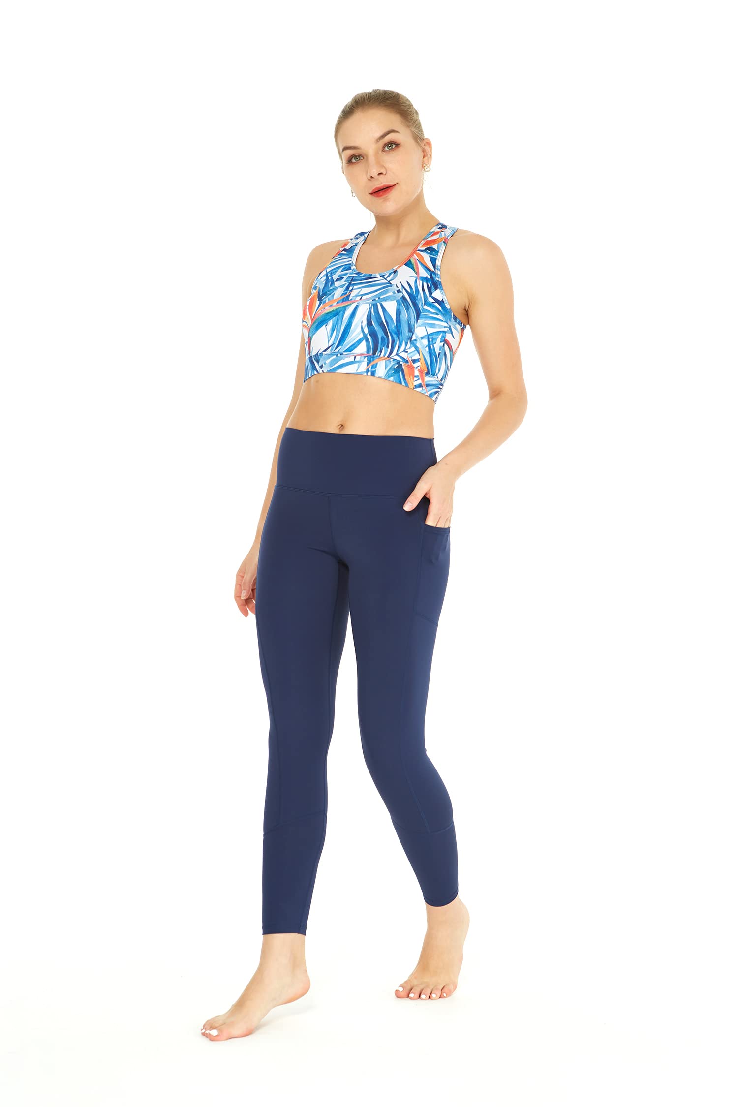Women's Athletic Sportswear Set - Patterned Sports Bra & Solid Leggings for Yoga, Running & Gym Workouts | Breathable Workout Outfit