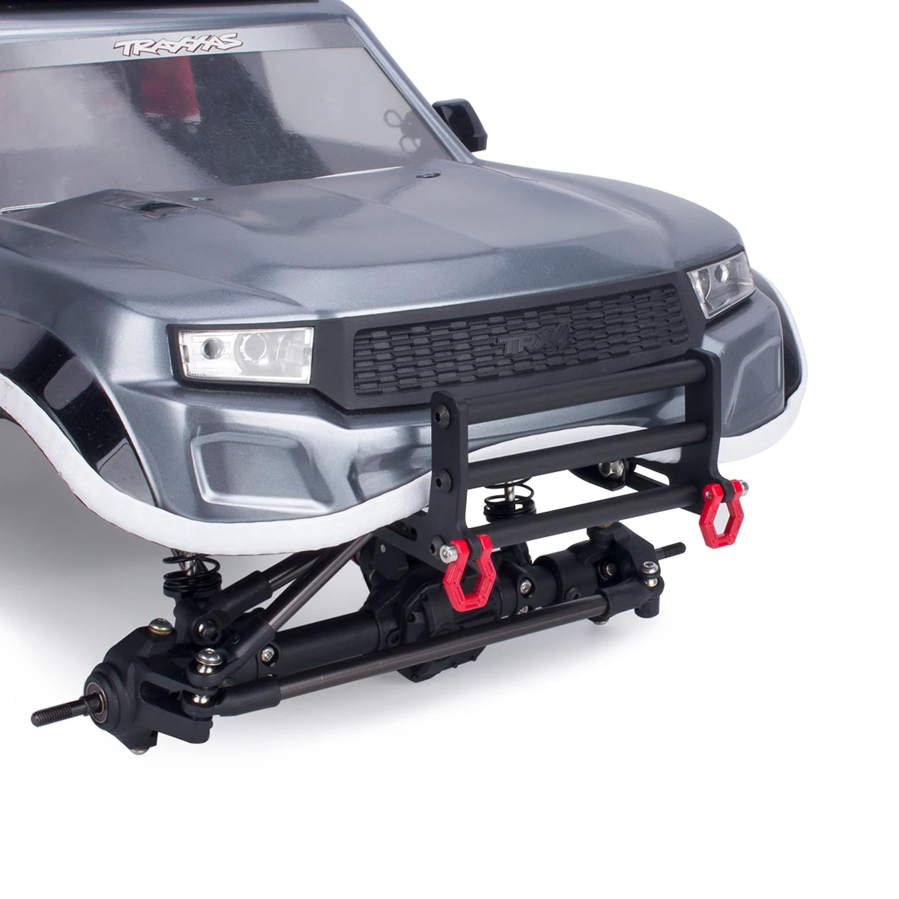 TRX4 Bumper - Adjustable 1/10 Scale Aluminum Front & Rear Bumpers with Bull Bars for RC Crawler Axial SCX10 TRX4 LCG Chassis - Compatible with FJ40 & Dodge Power Wagon Body (Black) - Perfect for Off-Road RC Crawling & Trail Adventures