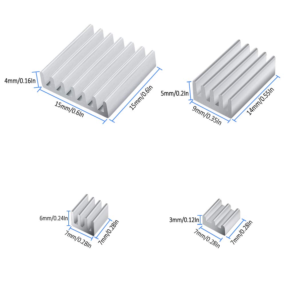 24 Pcs Aluminum Heatsinks for Raspberry Pi 4 Model B with Thermal Adhesive Tape - Cooling Solution for Raspberry Pi 4B, DIY Projects, and Electronics Cooling