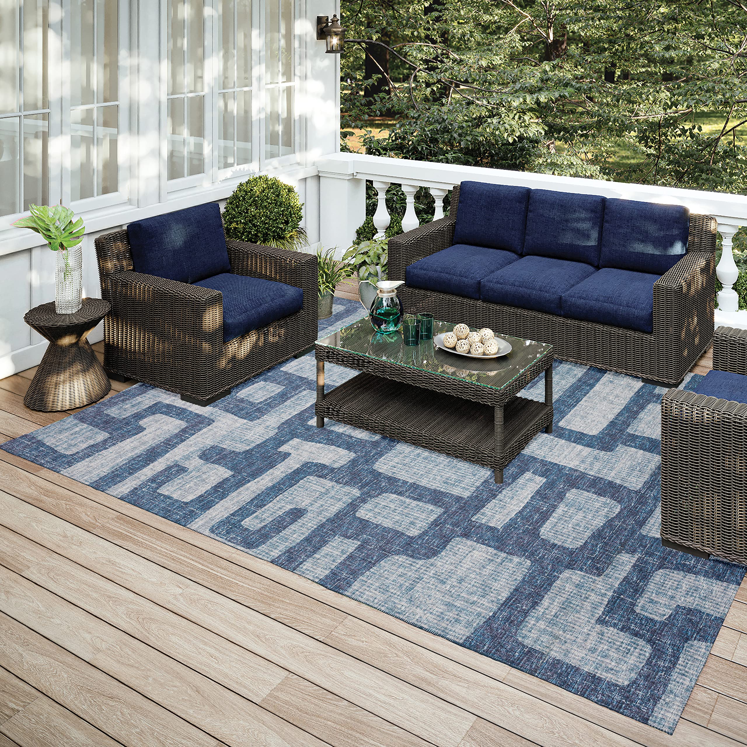 Addison Rugs Yuma AYU34 Blue 9' x 12' Area Rug - Soft & Durable for Living Room, Bedroom, or Office Decor